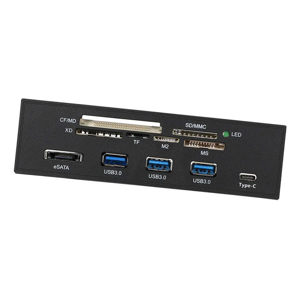 5.25" Internal Card Reader Media Multi-Function Dashboard PC Front Panel Type-C USB 3.1 USB 3.0 Support CF MD XD MMC TF M2 MS 7