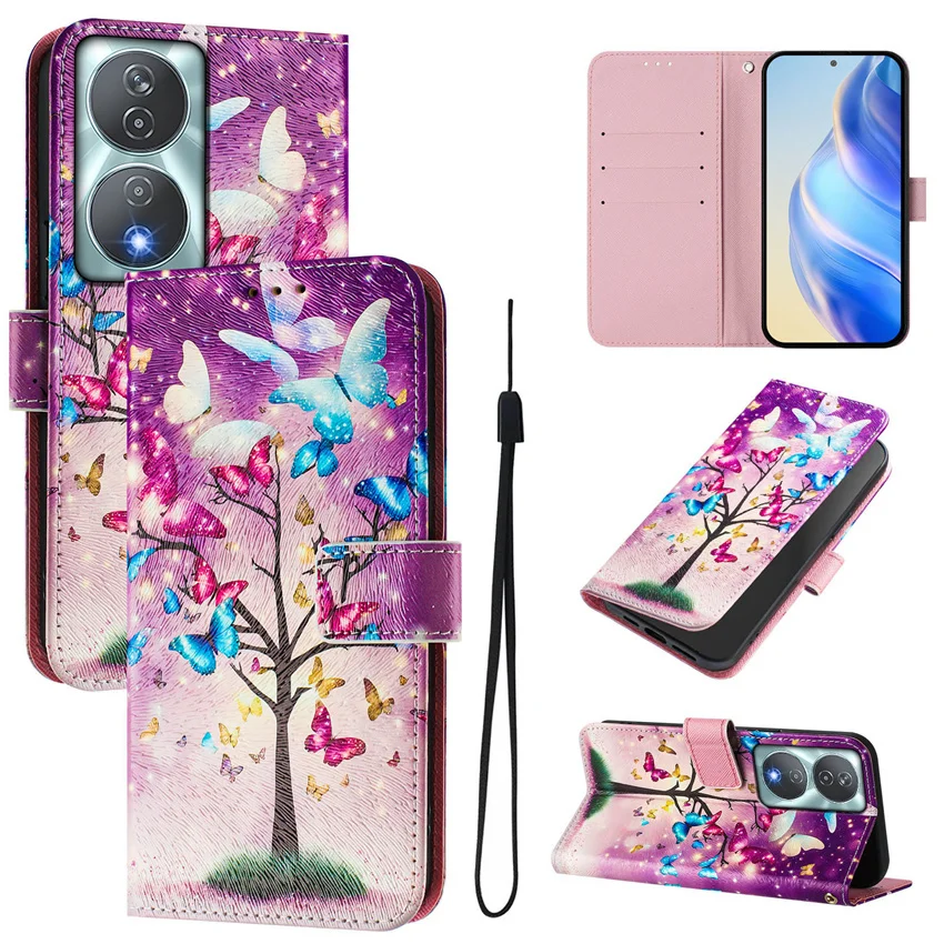 Phone Case Honor 90 70 Lite Pro Smart 5G Card Slot Wallet Flip Cases Protective Cover