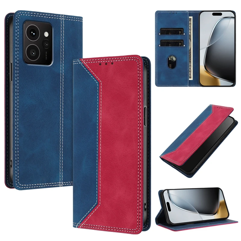 HMD Skyline Magnetic Flip Case – Fashion Color Block Leather Phone Cover