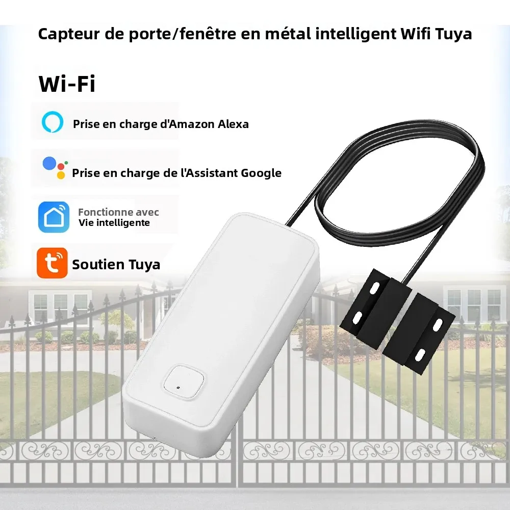 Tuya WIFI capteur magnétique de fenêtre de porte intelligente alarme de sécurité détecteur ouvert fermé pour porte antivol porte roulante en fer porte en fer