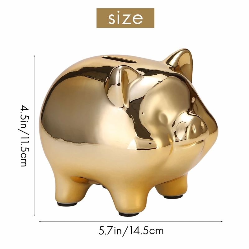 Ceramic Gold Pig Piggy Bank Cute Coin Piggy Bank Creative Home Furnishings Lucky Pig Decoration 5