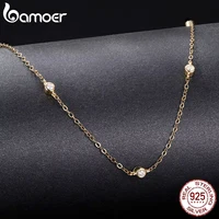BAMOER – collier superposé Moissanite en argent Sterling 925, chaîne à maillons réglable plaquée or pour femmes, collier de Station 3