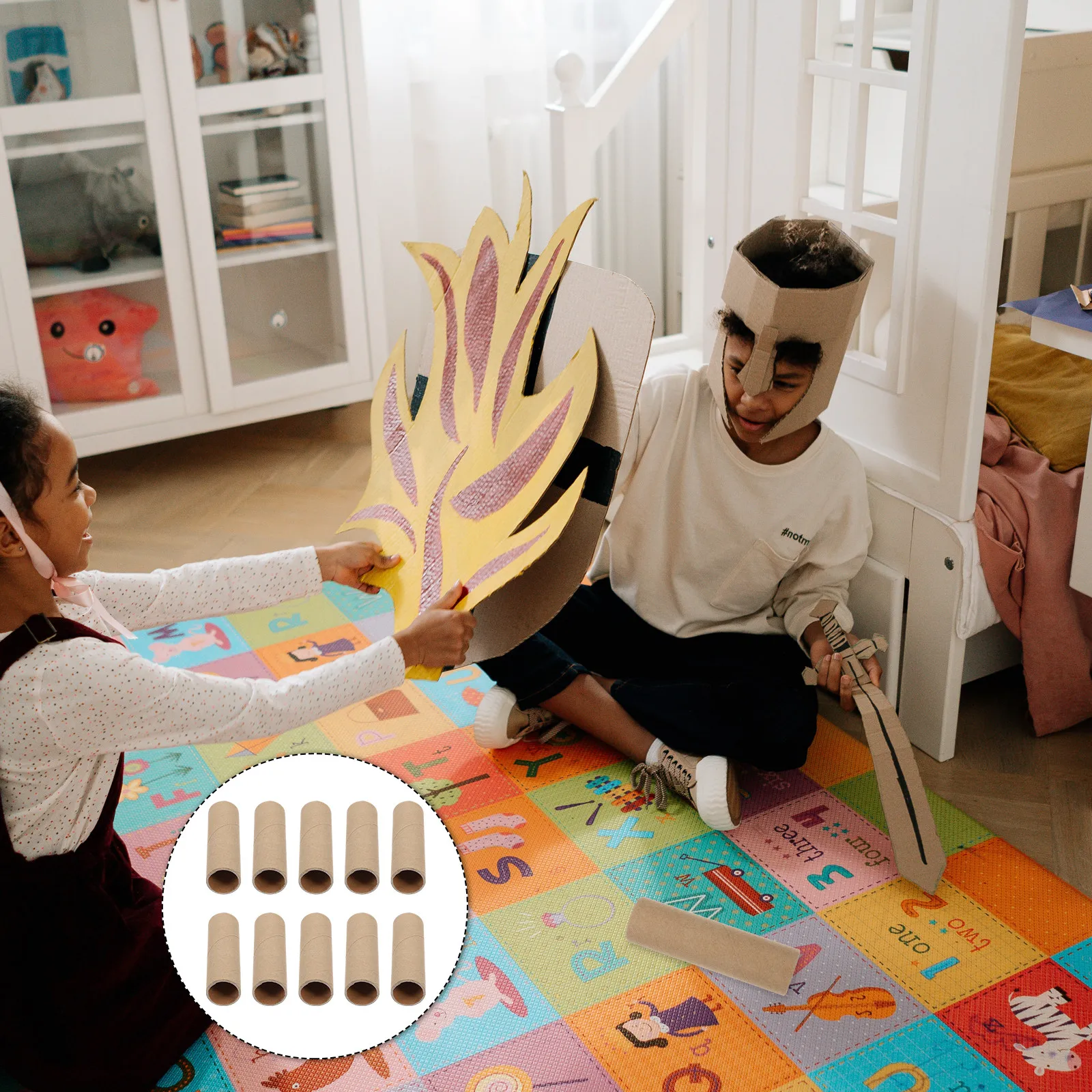 15Pcs 크래프트 종이 튜브 골판지 롤 DIY 공예용 둥근 종이 튜브 어린이 미술 프로젝트 용품