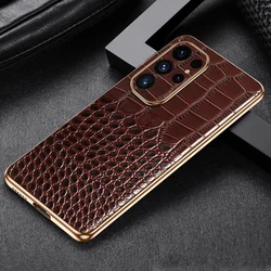 Luxurious Genuine Cowhide Leather Phone Case - Premium Back Cover - Galaxy S23 Plus (Brown(1))