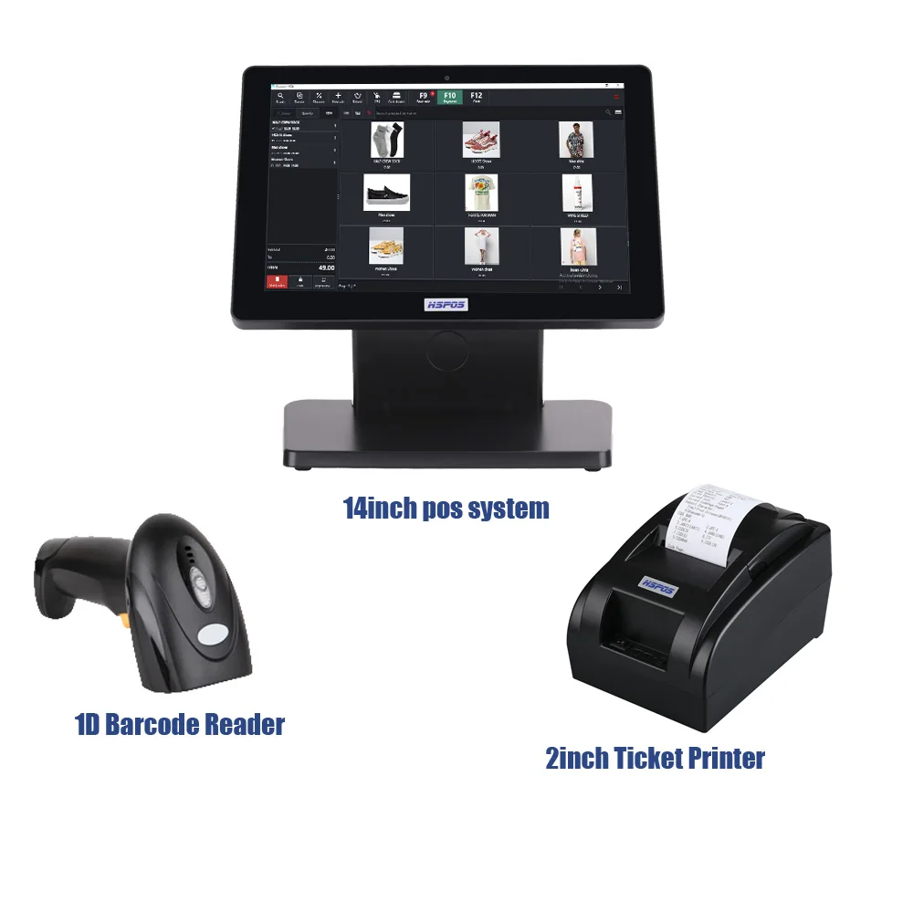 

Pos Machine with Free Pos Software Windows 10 I3 I5 8G 128G Cash Register system with thermal Printer and Barcode Scanner