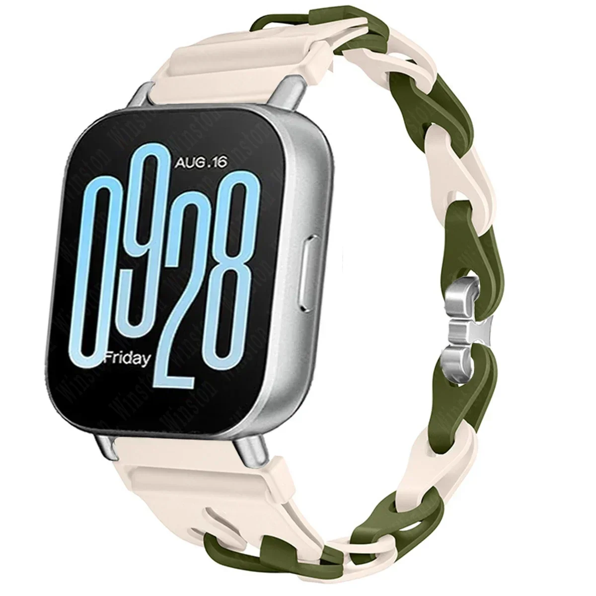 Stylish Chain Strap Silicone Band Bracelet for Smartwatch Replacement, 22mm Wristband