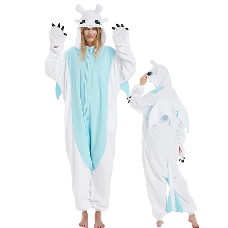 Black dragon animal cosplay game costume kigurumi men one piece white pajamas halloween christmas party hooded cartoon pajamas