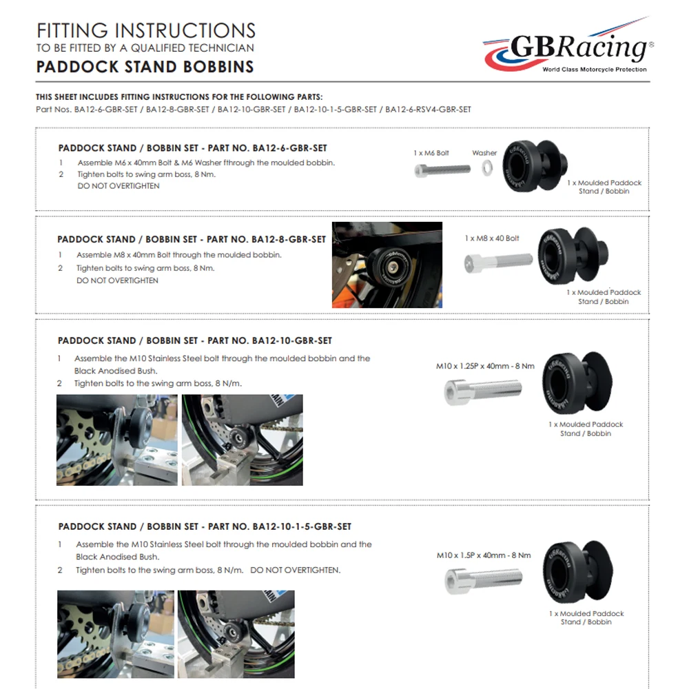 6MM GBRacing PADDOCK ĵ/BOBBIN ŰƮ Paddock ĵ    YAMAHA R1 R3 R6 R7 MT-09 MT-07 MT-10 For Aprilia