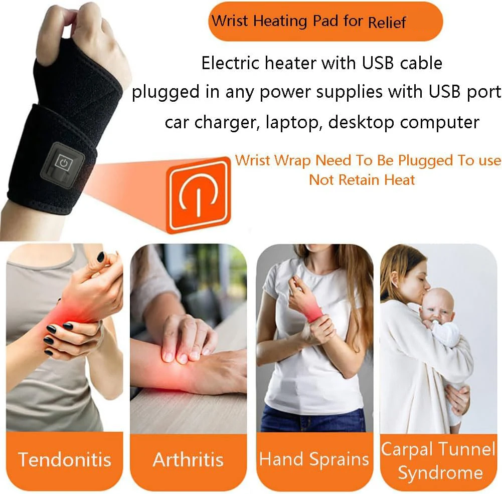 Heated Wrist Support with Vibration Therapy for Pain Relief