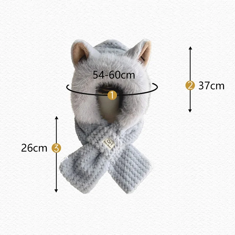 Bufanda tejida con orejas de zorro para mujer