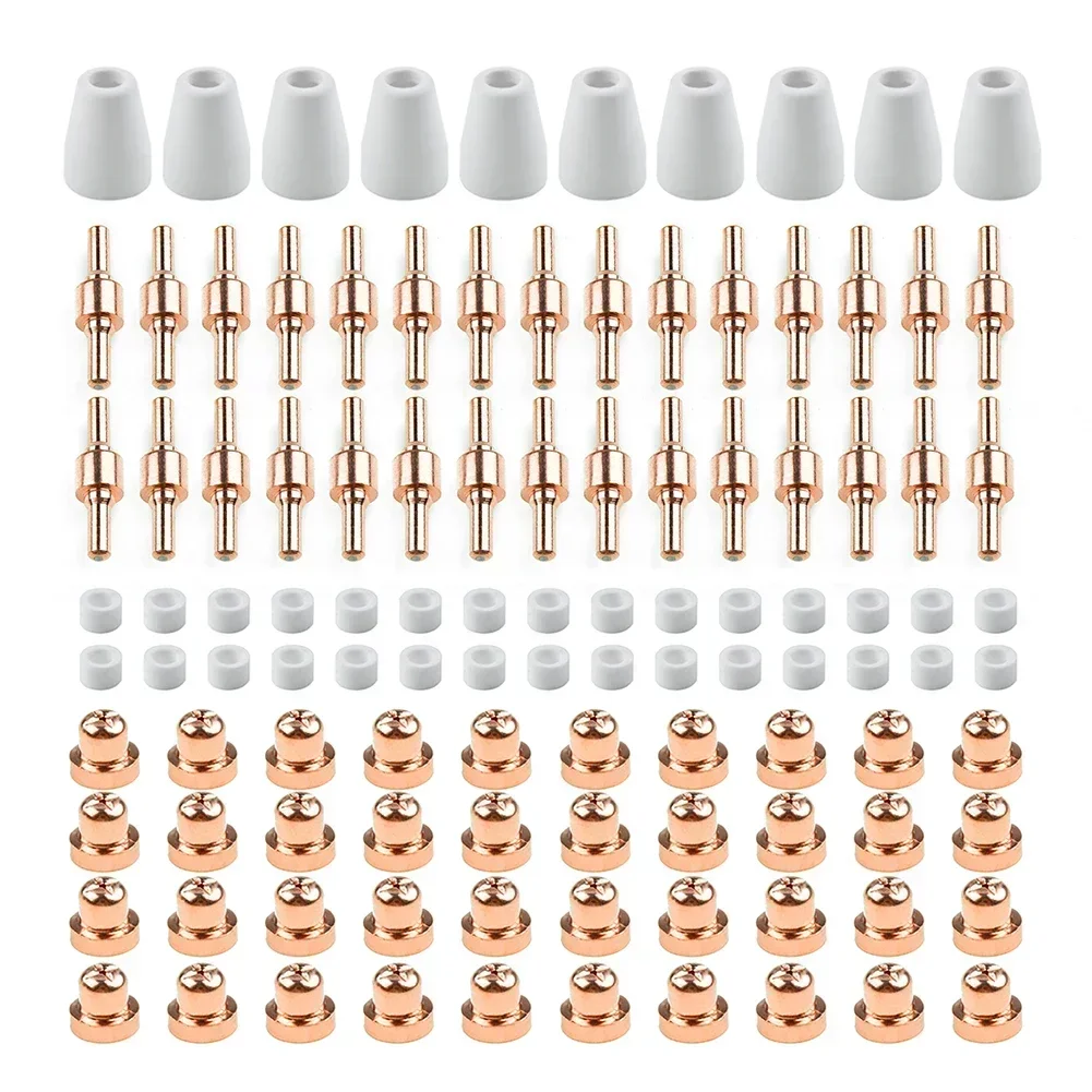Hot  85pcs Tips LG-40 PT-31 Air Plasma Cutting Cutter Consumables CUT-40 CUT-50D CT-312 40A Swirling Rings Electrode Shield Cups 2