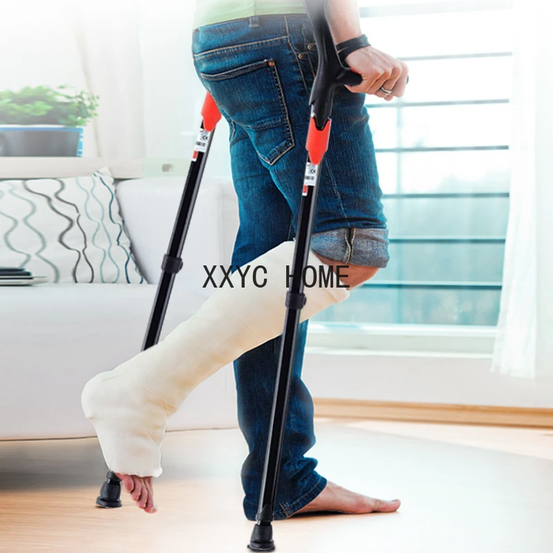 

Height Adjustable Underarm Crutches Non-slip Aluminum Alloy Tube Durable Arm Style Crutch for Disability Support