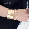 KAYMEN Round Metal Brushed Golden Fashion Bangle for Women Girls Simple Style Statement Bangle Jewelry Gifts Wholesale In Stock 1