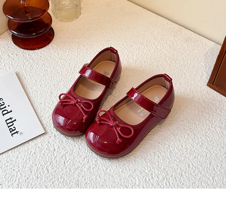 Mädchen Prinzessin Schuhe Frühling Herbst Neue Mode Bogen PU Leder Loafer Nicht-slip Schule Student Loafer Wohnungen – Detail 7