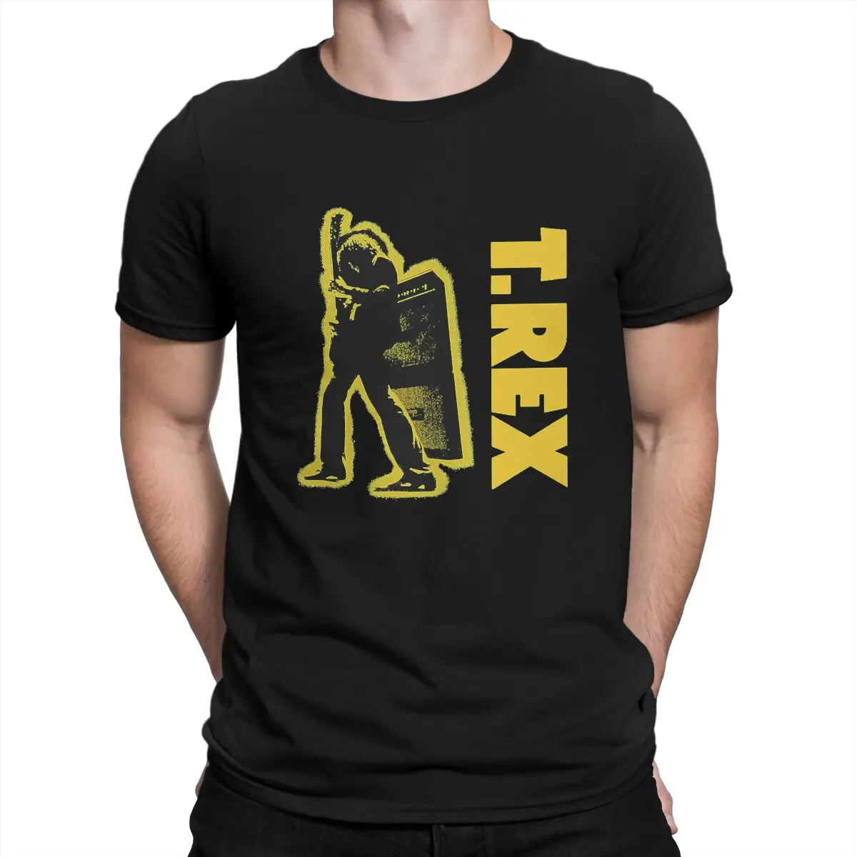 

Glam Rock T Shirt for Men Funny T-Shirts Round Collar T.Rex Band Tee Shirt Short Sleeve Clothes Unique