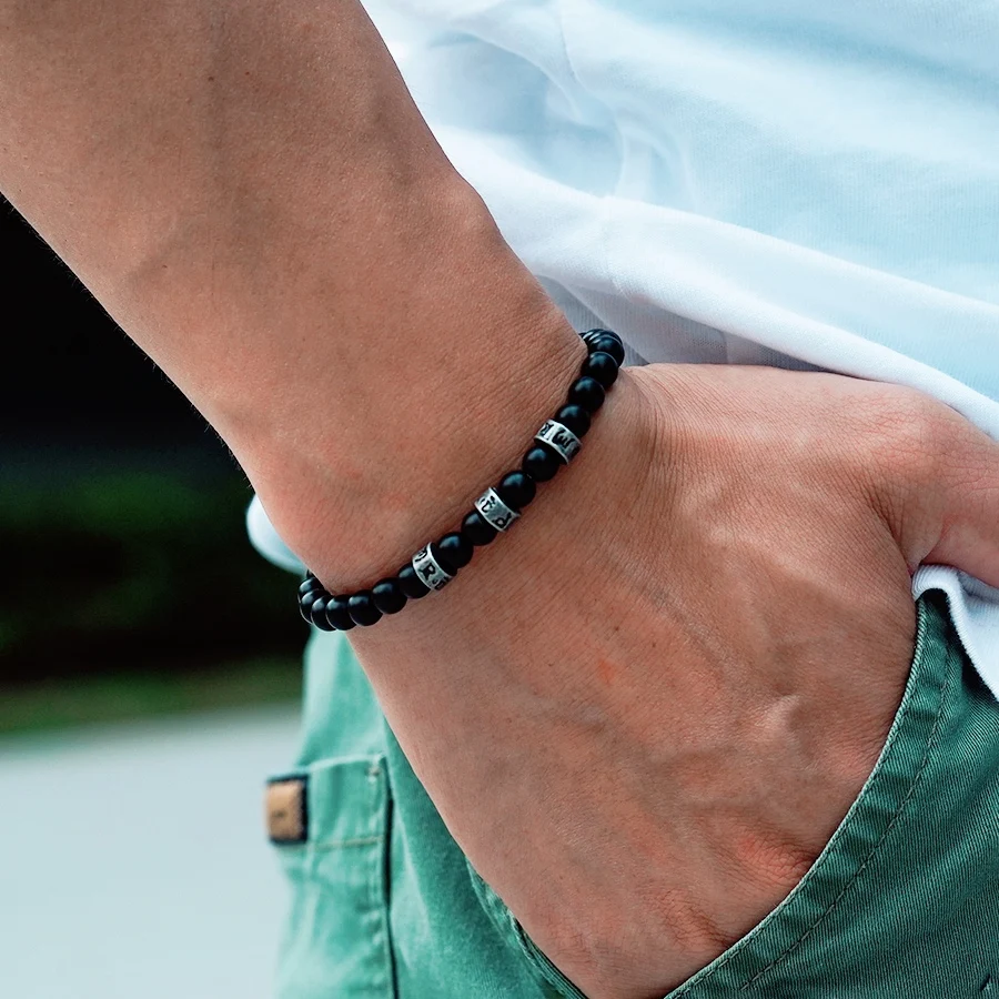 Black Onyx Stone Men Bracelet 6mm Energy Healing Accessory