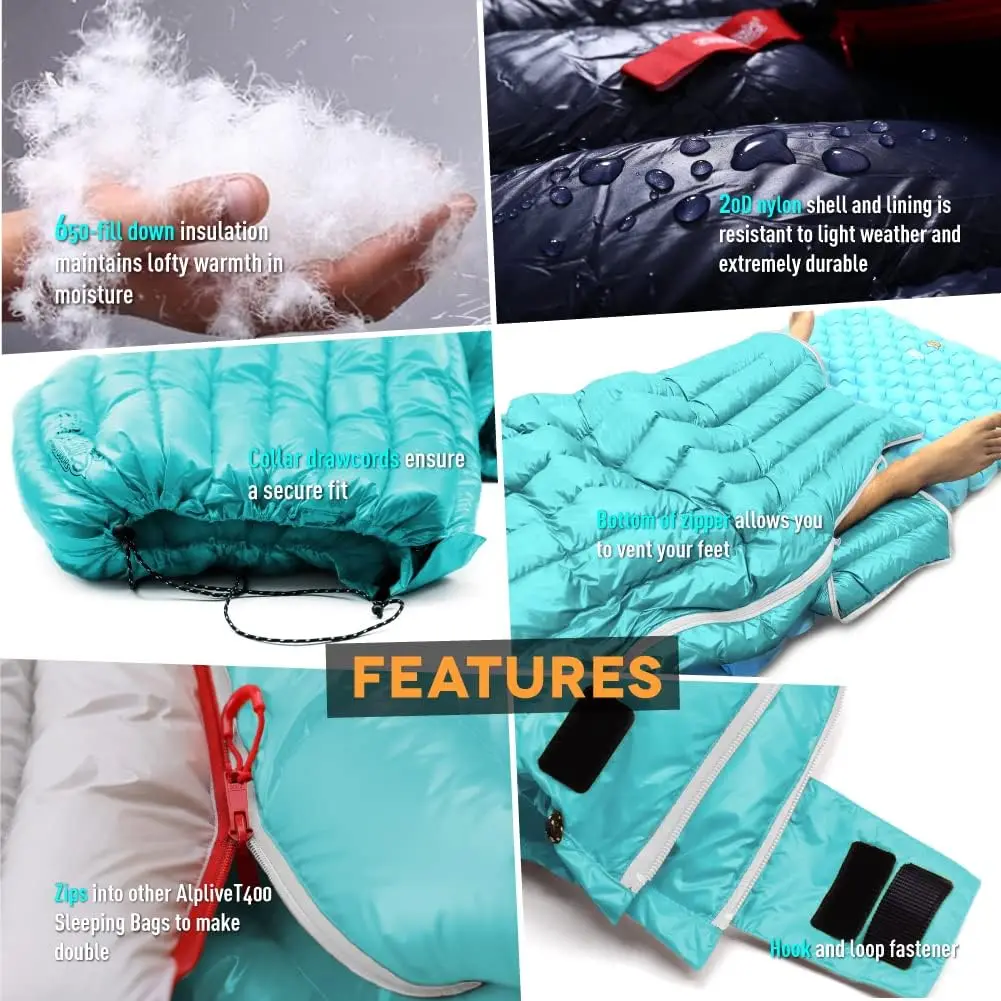 Ultralight Backpacking 32-50F Down Sleeping Bag-27oz Ultra Compact 650 Fill Power Envelope Sleeping Bag for Hiking, Camping