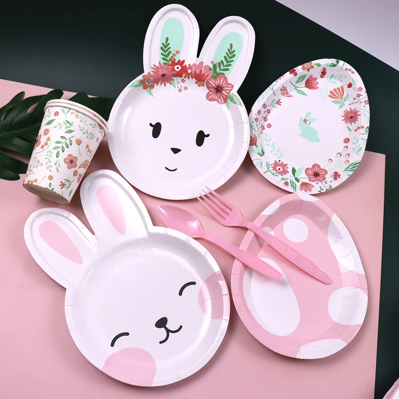 Rabbit Easter Eggs Party Decorates Disposable Tableware Balloons Spring Bunny Balloon Spring