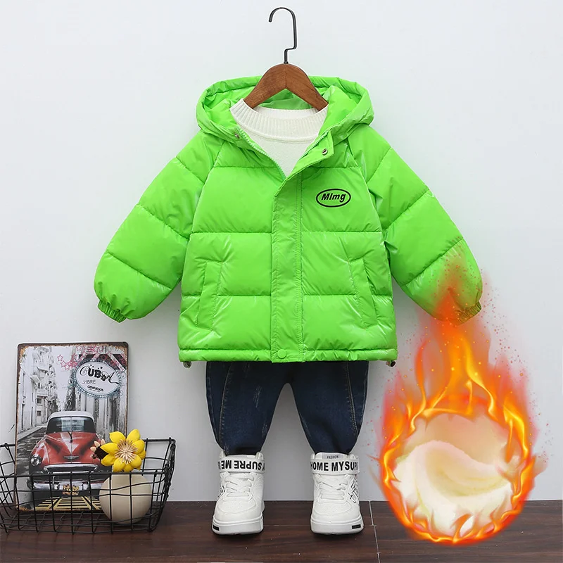Children's Down CottonJacket Boys And Girls Winter Glossy Sharkskin Wash-Free Coat Padded Thickened Cotton Clothing kids jacket