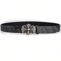 Ceinture rétro pour hommes, Style bohème, Chic, en cuir PU noir, mode Vintage, boucle creuse, Style Punk Rock Y2K, pour hommes et femmes 5