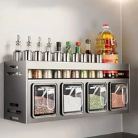 Étagère à épices de cuisine sans perçage, multifonctionnelle, murale ou à poser sur comptoir, pour le rangement des assaisonnements 5