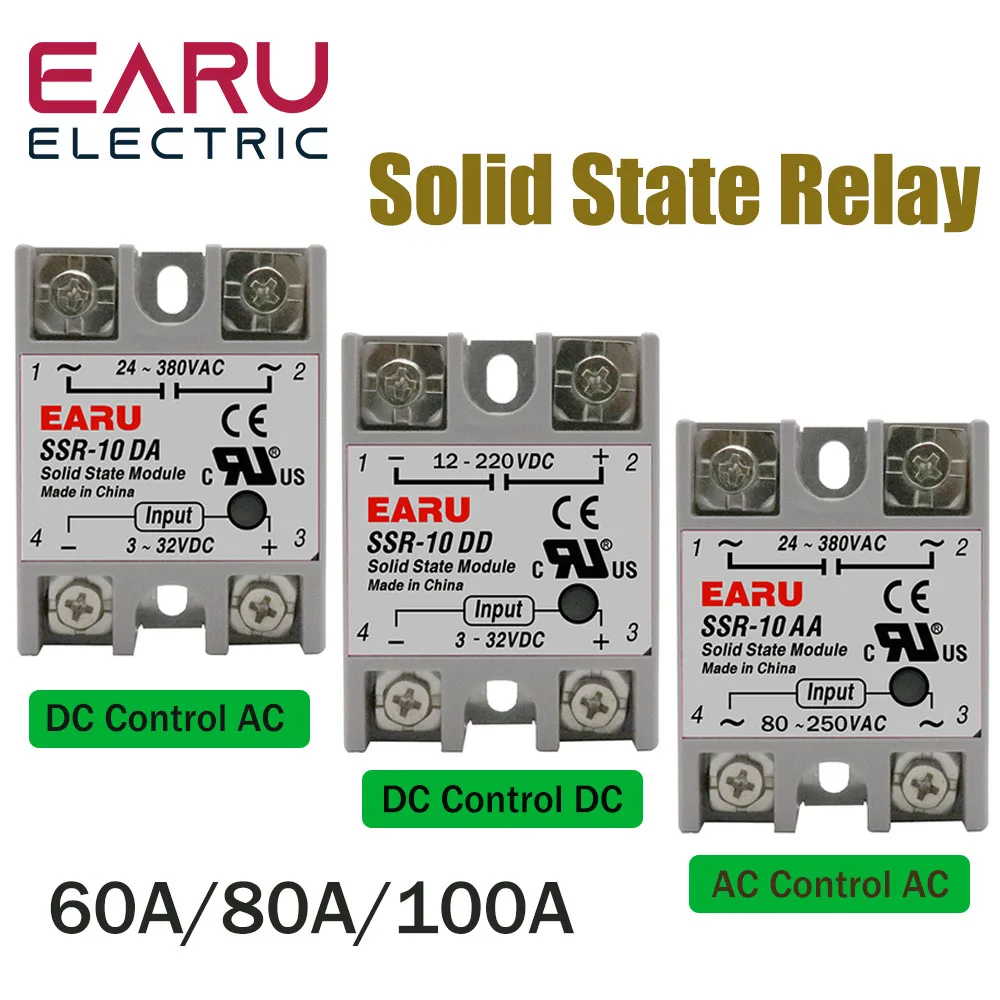 

SSR-60DA SSR-80DA SSR-100DA SSR-60AA SSR-60DD SSR 60A 80A 100A DD DA AA Solid State Relay Module for PID Temperature Control