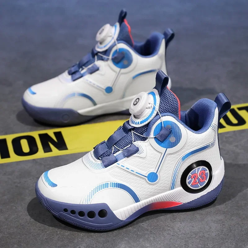 Boys' Basketball Training Shoes Hot Sale Of The Season Spring Autumn Anti-slip Rotating Button Running Shoes for Children And Tw - 2