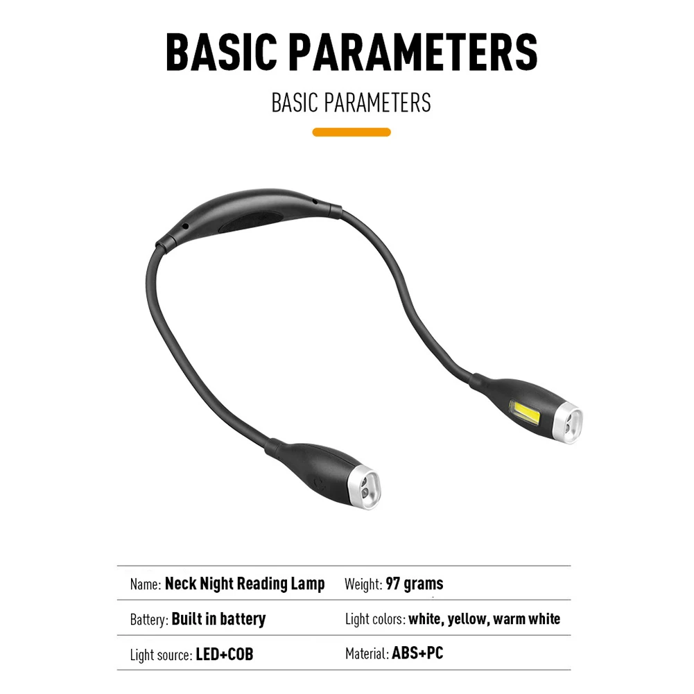 LED Neck Reading Light Adjustable Brightness Reading Lamp Hands Free LED Night Light for Night Running Walking Knitting Camping