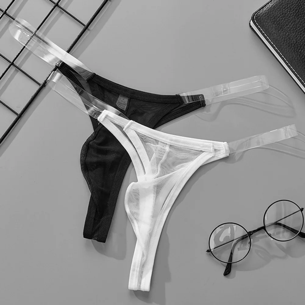 

1pc Sexy Men's Mesh Sheer Bulge Pouch G-Strings Thongs Low Waist Briefs Underwear Lingerie Man Panties Shorts