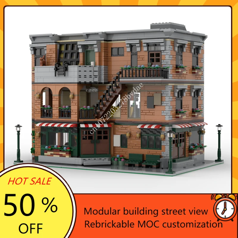 

4651PCS Customized MOC Modular Friends Apartment street view Building Blocks Bricks Children birthday toys Christmas gifts