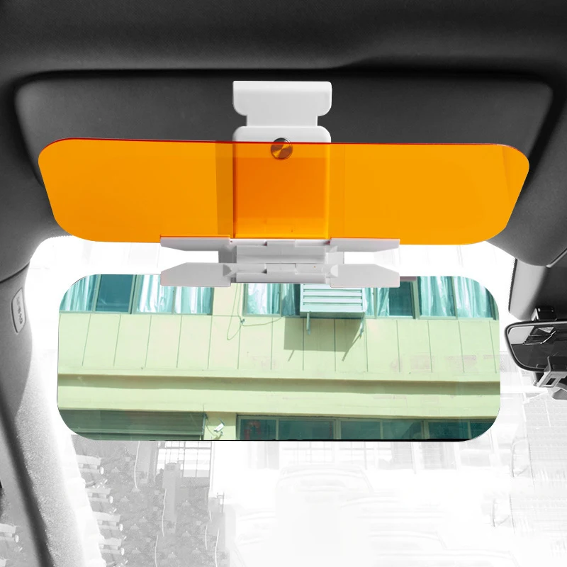 2 IN 1 Car Sun Visor HD Anti Sunlight Dazzling Goggle Day Night Vision Driving Mirror UV Fold Flip Down View Interior Mirrors