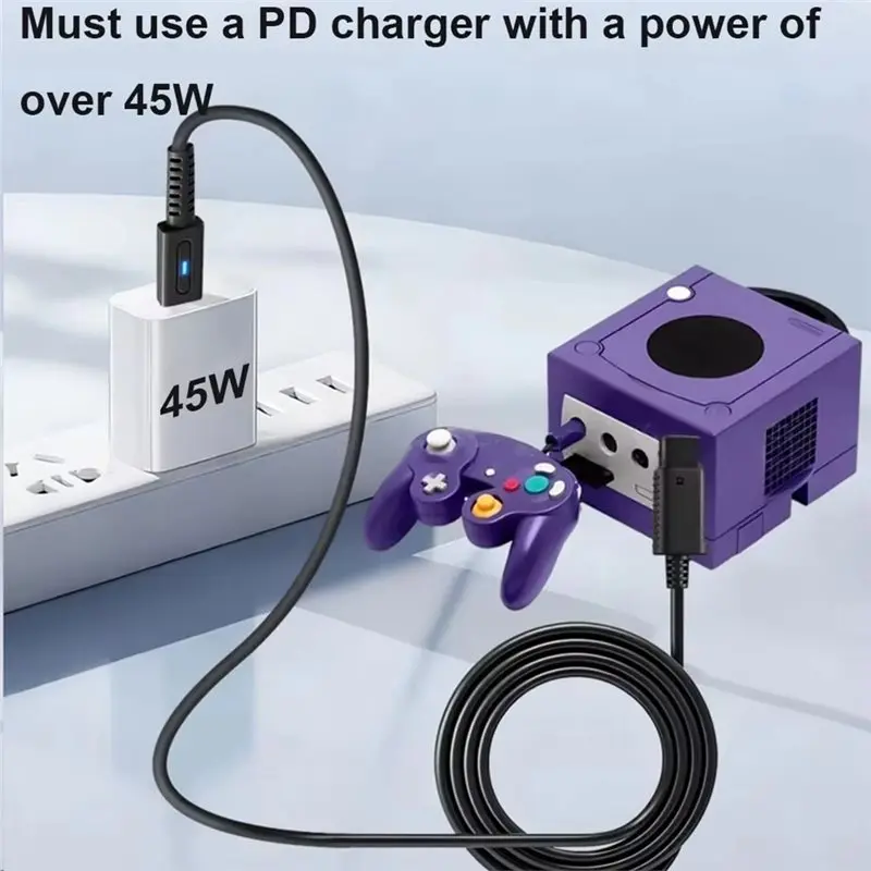 USB C 45W 1.8M 타입 C PD 충전 케이블 (닌텐도 게임큐브 컨트롤러용, 게임 콘솔 전원 공급 코드)