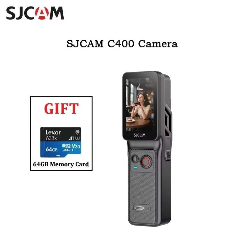 SJCAM C400 핸드헬드 액션 카메라 액세서리 분리형 회전 스크린 4K HD 비디오 CMOS 이미지 센서 MicroSD 미디어 지원