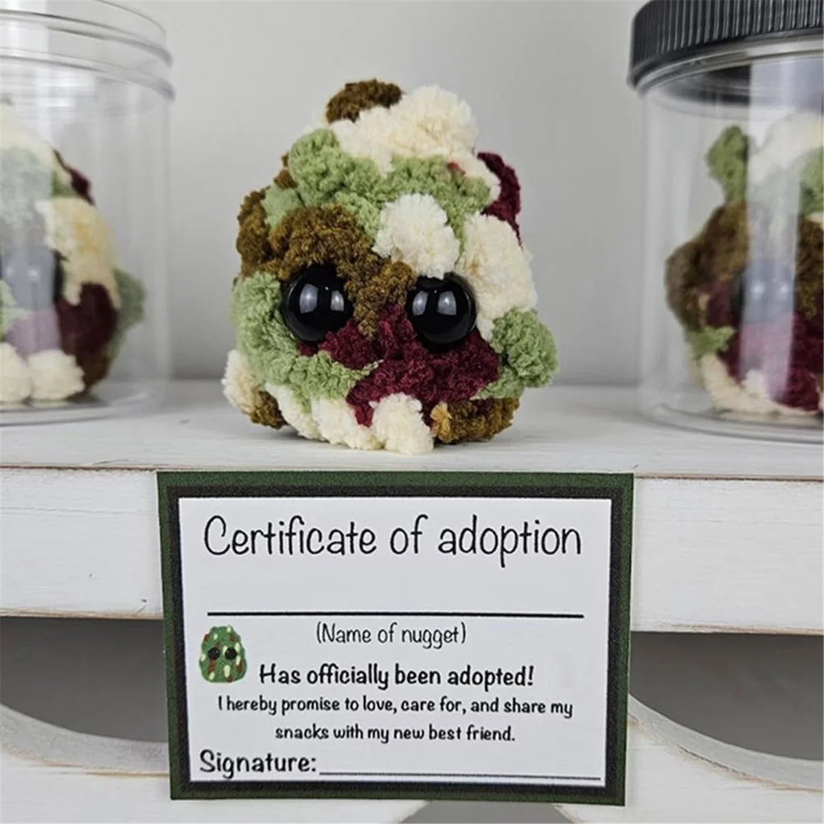 New Adopt A Weed Nugget Plushie in A Jar Handmade Plush Stuffed Toys,Little Weed Nugget Plushie with Cards
