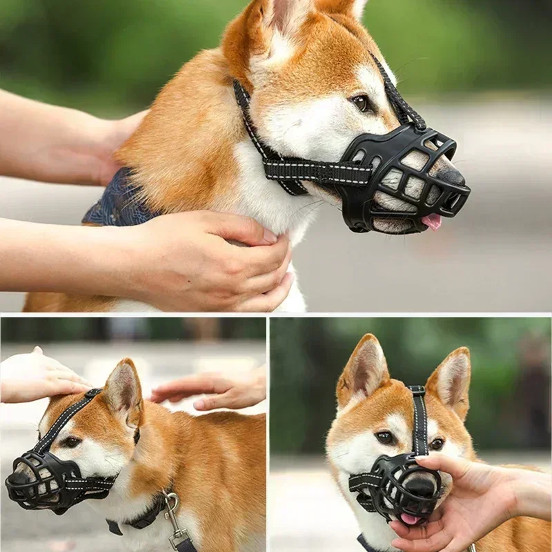 Dog Muzzle Soft Glue Adjustable Anti-biting Chewing Breathable Durable Strong Basket Mask