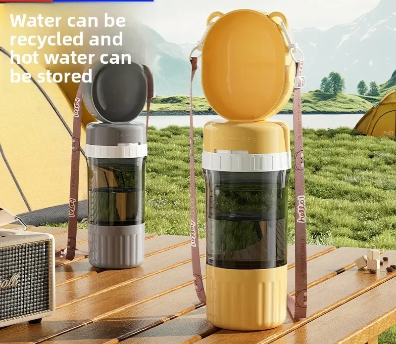 Pet Outings Water and Feeding 2-in-1 Cup Large Capacity Dual Compartment Dog Walking Essential Travel Supplies