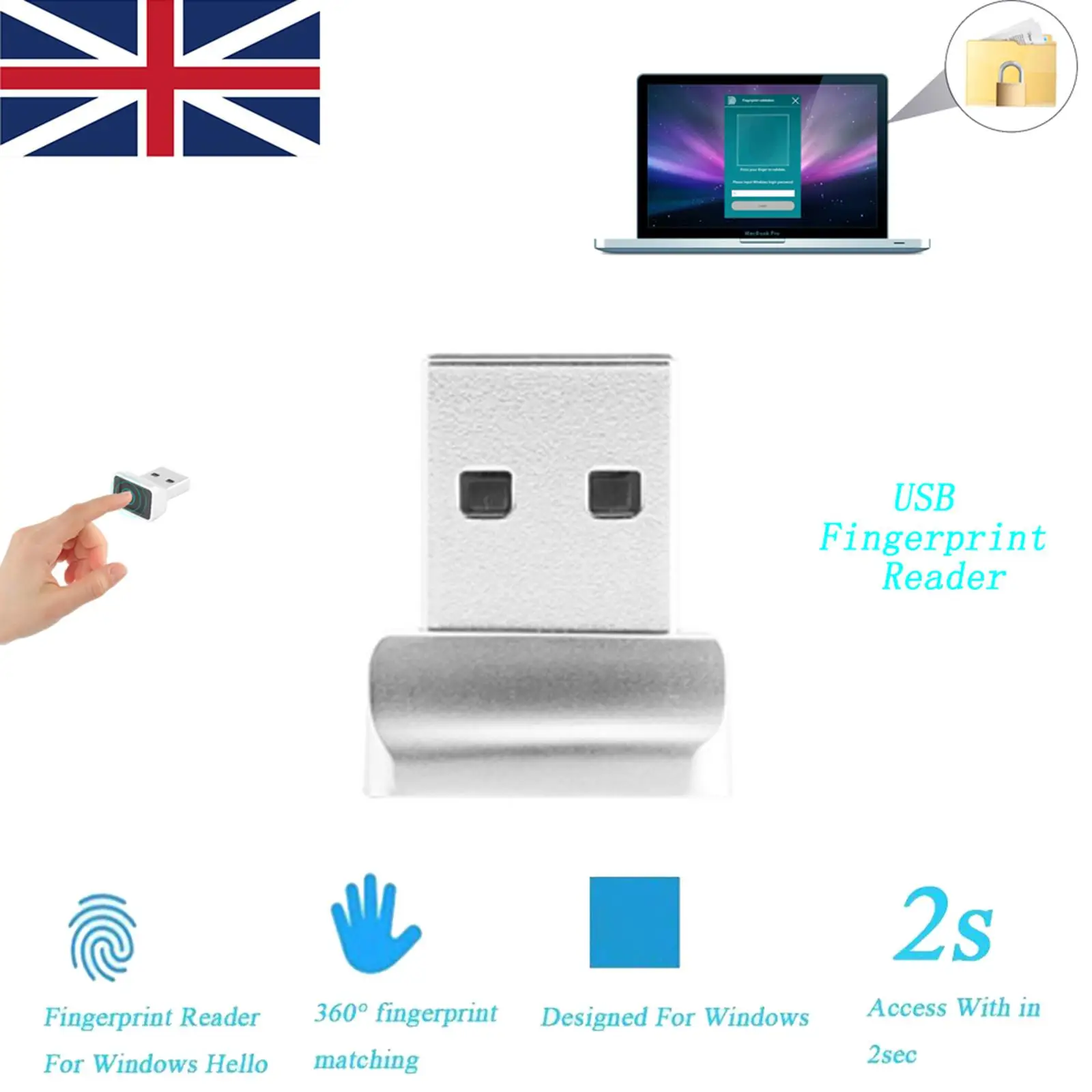 휴대용 보안 미니 USB 지문 인식기, PC 로그인 잠금 장치와 호환, 빠른 매칭 보안 키
