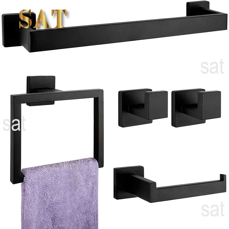 Description Picture 2 of itemPieces Matte Black Bathroom Hardware Accessories Set,  Stainless Steel Bath Towel Bar Set