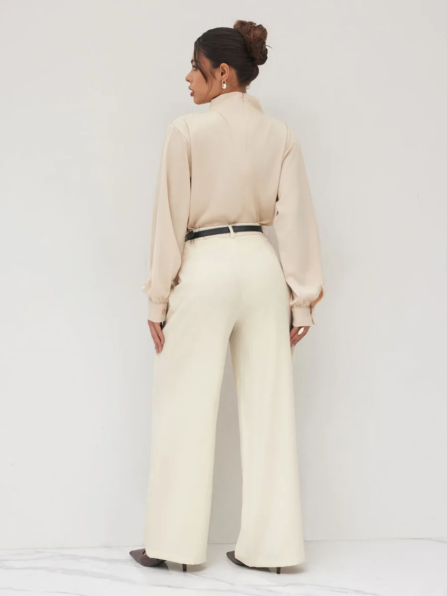 Bornladies New Autumn Winter Loose Low Waist Pants Women's Straight Leg Suit Wide Leg Elegant Commuting Trousers