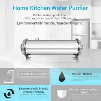 DIVEDEER 3000L Stainless Steel Water Filter System PVDF Ultrafiltration Membrane Direct Drink Kitchen Filters Washable Cartridge