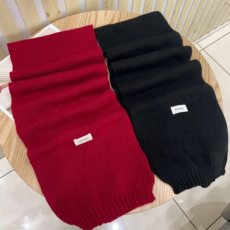 Unisex Winter Thermal Knitted Scarf - Warm Solid Color Neck Wrap