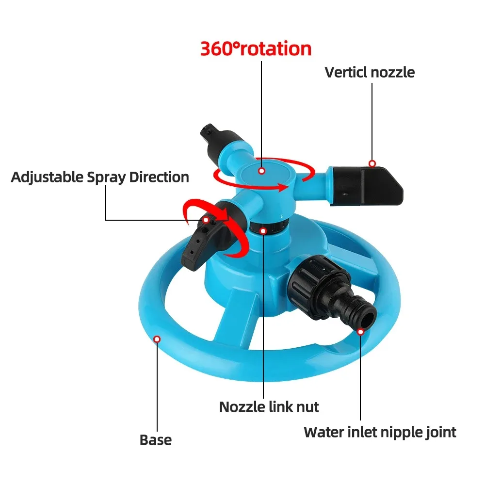 Garden Sprinkler Nozzle 360 Degree Automatic Rotating Water Spray Garden Lawn Automatic Sprinkler Garden Watering Irrigation Supplies