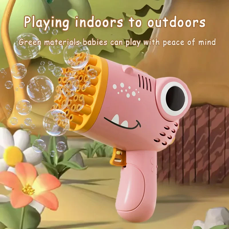 Kids 40 Hole Dinosaur Bubble Gun Toys Summer Soap Water Bubble Machine 2-in-1 Electric Bubble Machine For Children Gift Toys 5