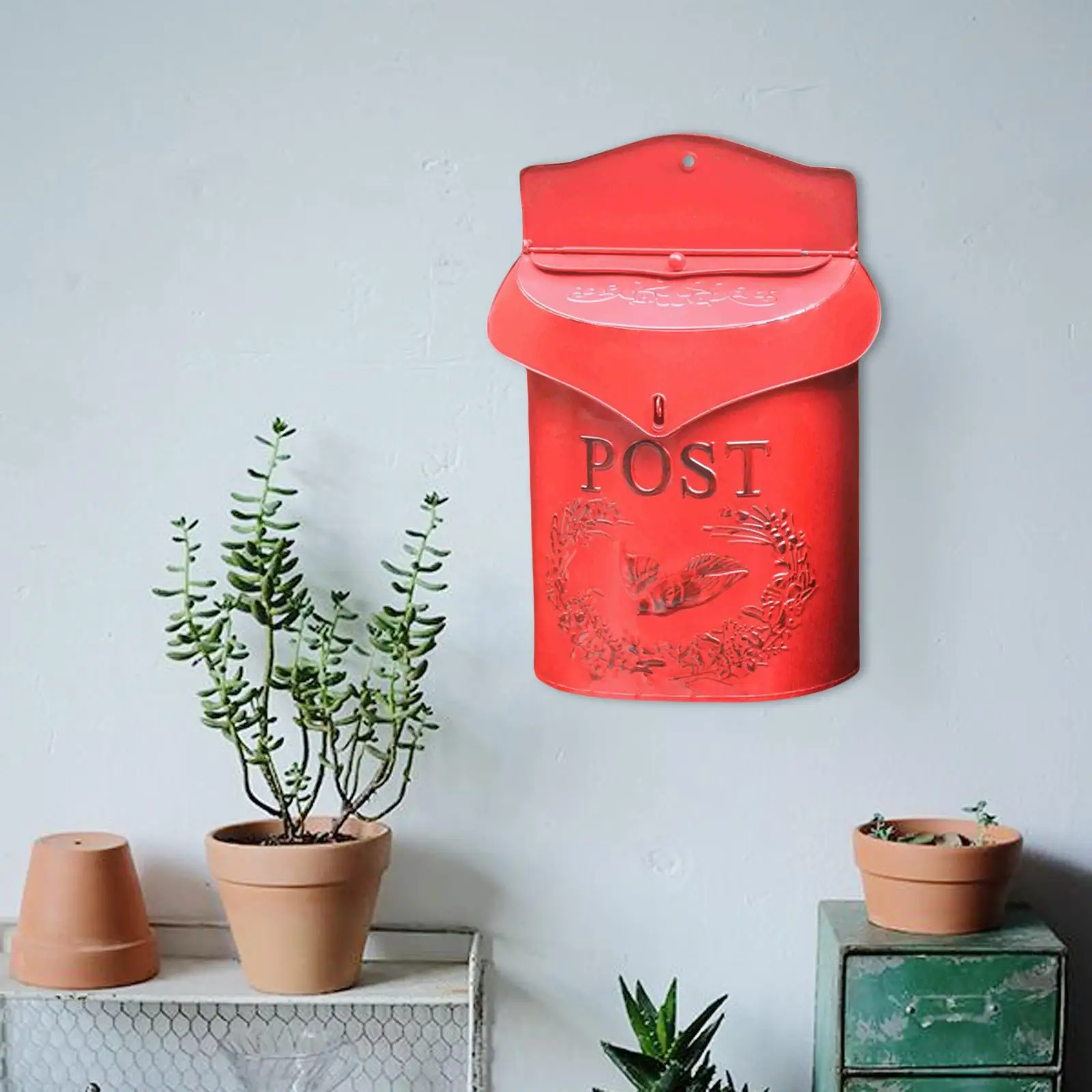 

Wall Mounted Rustic Mailbox Metal Letter Decor Iron Post Box Holder Outside