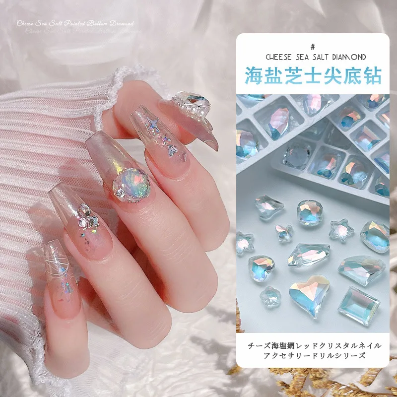 네일 아트 스파클 크리스탈 스톤, 다중 모양 투명 오로라, 여름 네일 아트 라인석, 네일 장 DIY 공예, 20 개