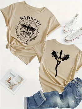 Basgiath War College Dragon Rider Women's Tee - Fourth Wing Graphic, Casual Beige Top 1