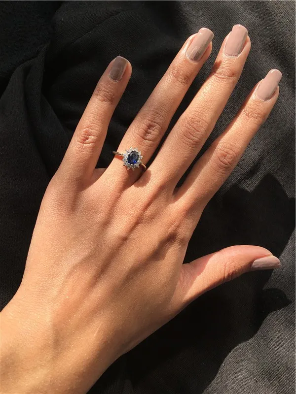 Princess Diana 925 Sterling Silver Engagement Ring Ruby Natural Amethyst  Blue Sapphire Topaz Bridal Wedding Rings for Women 4