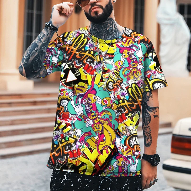 2024 New Funny Hip-hop Puzzle 3D Printed Men's Shirt Round Neck T-shirt High-quality Oversized Casual Ventilate Wear S-5XL