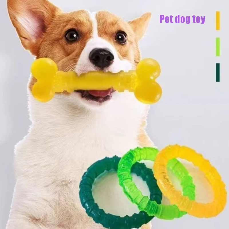 Interactive Bite-Resistant Pet Dog Toys: Boredom-Busting Rubber Bones & Rings