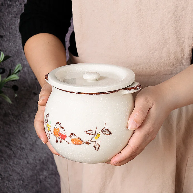 Chinese Ceramic Antique Seasoning Bottle Pot Salt Pot Lard Liquid Pepper High Temperature Oil Tank Kitchen